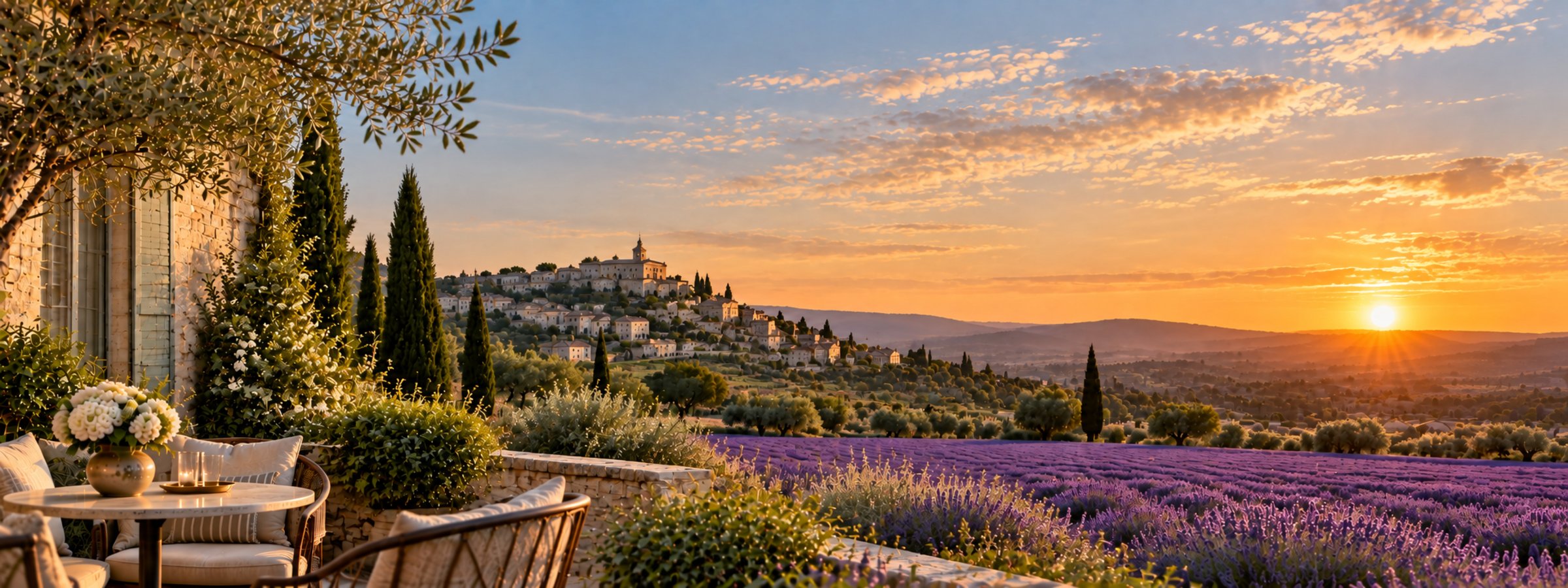 Champ de lavande en Provence dans la lumière rasante de fin de journée
