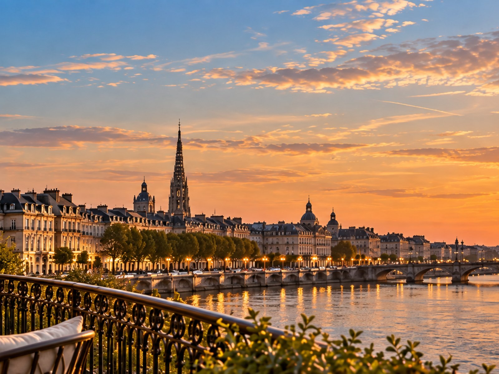 Bordeaux, façades de pierre blonde au bord de la Garonne