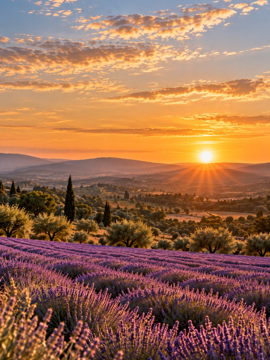 Champ de lavande en Provence dans la lumière de fin de journée